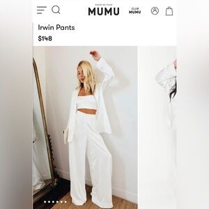 Show Me Your MuMu Irwin Pants in White